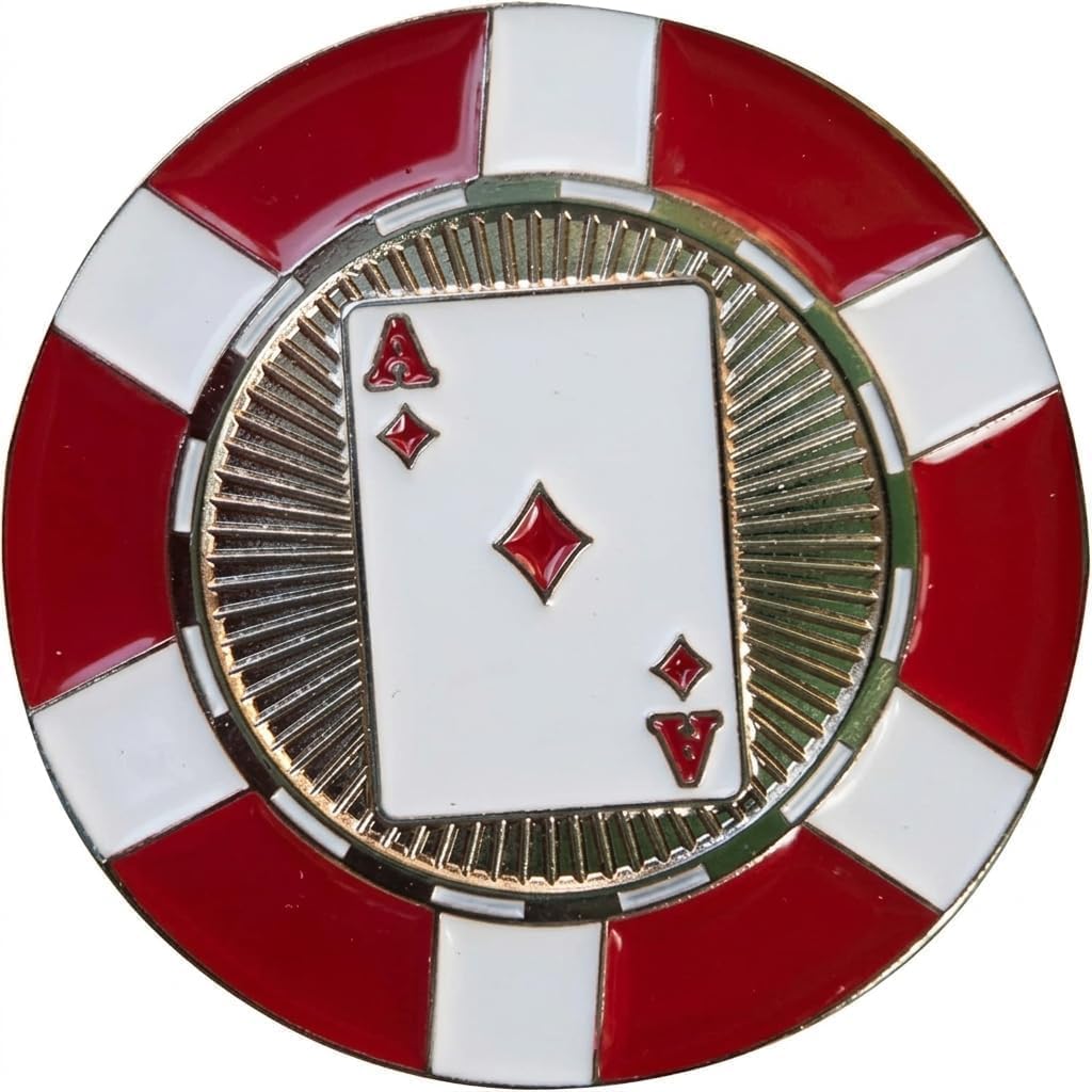 Ace of Diamonds Poker Chip Ball Marker –Metal Golf Marker for Putting Green