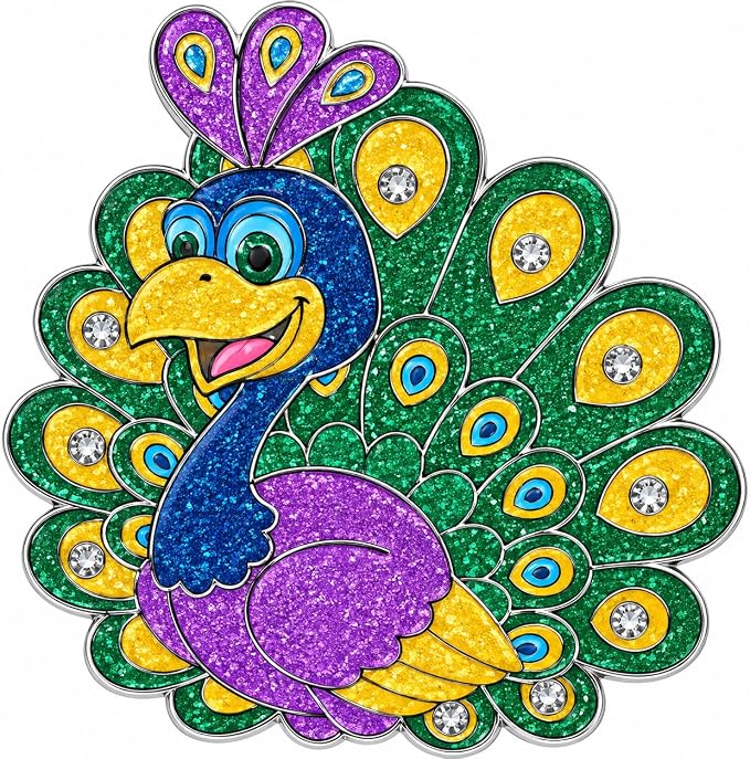 Peacock Golf Ball Marker - Unique Collectible Design w/Glitter & Crystals