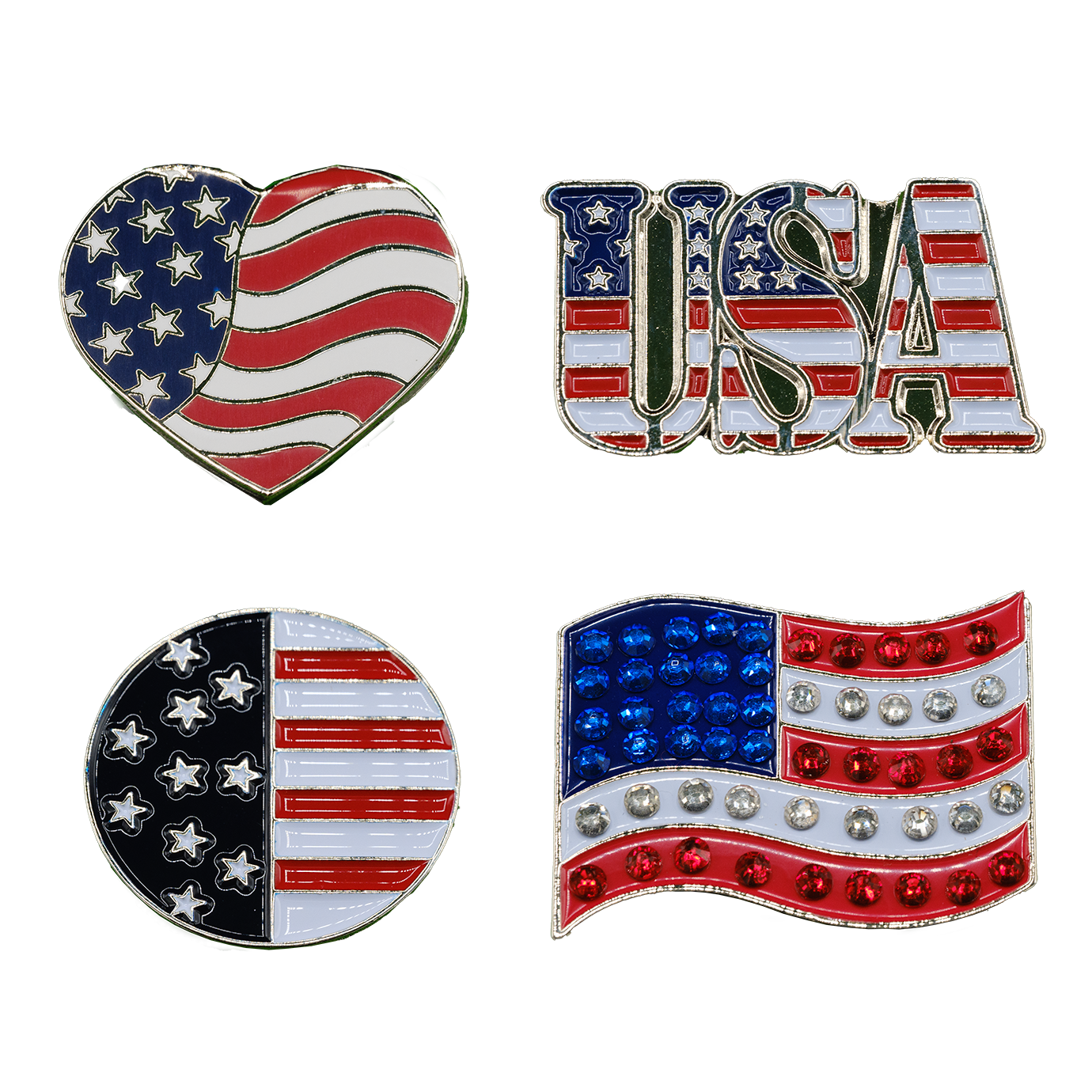American Flag Golf Ball Marker - Pack of 4