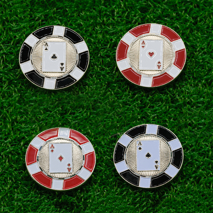Ace Of Poker Chip Golf Ball Marker - Pack of 4