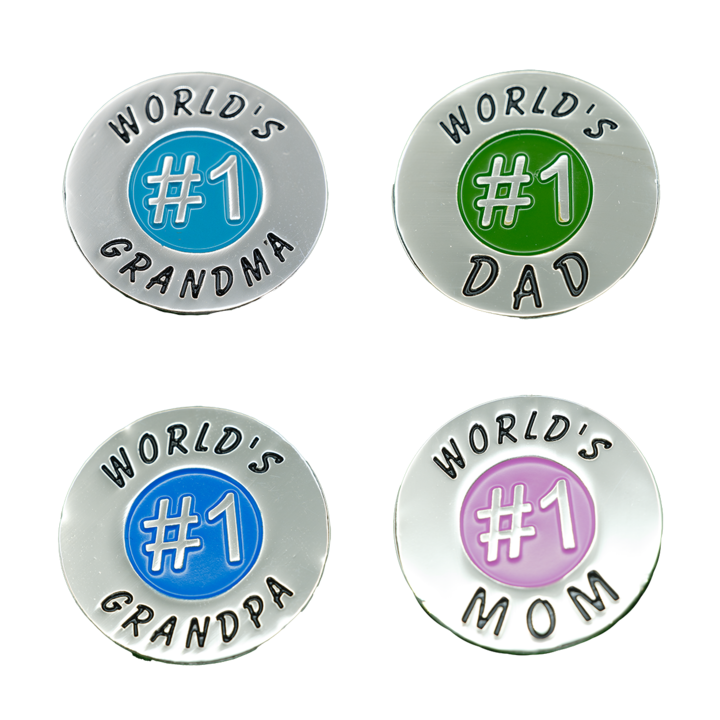 Worlds # 1 Golf Ball Marker - Pack of 4