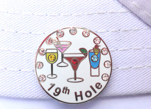 19th Hole w/ Crystals Ball Marker hat brim pic 1