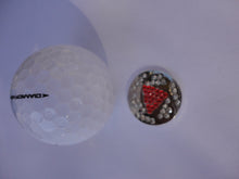 Crystal Red & White Ball Marker golf ball pic