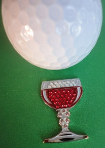 Wine Glass with Crystals Ball Marker