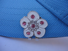 Flower White with Crystals Ball Marker hat brim pic