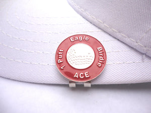 Great Expectations Red Ball Marker hat brim pic