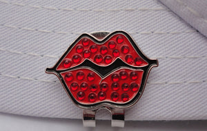 Hot Lips Red Ball Marker W/Crystals hat brim pic