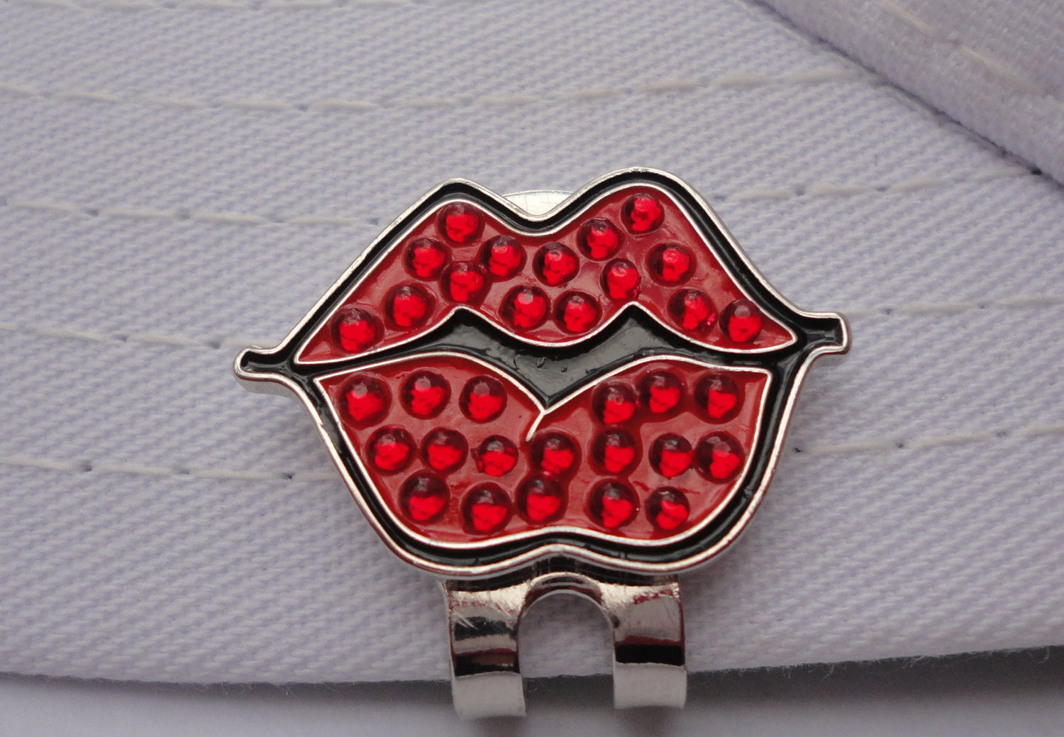 Hot Lips Red Ball Marker W/Crystals hat brim pic