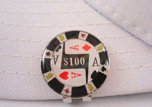 $100 Poker Chip Ball Marker hat brim pic