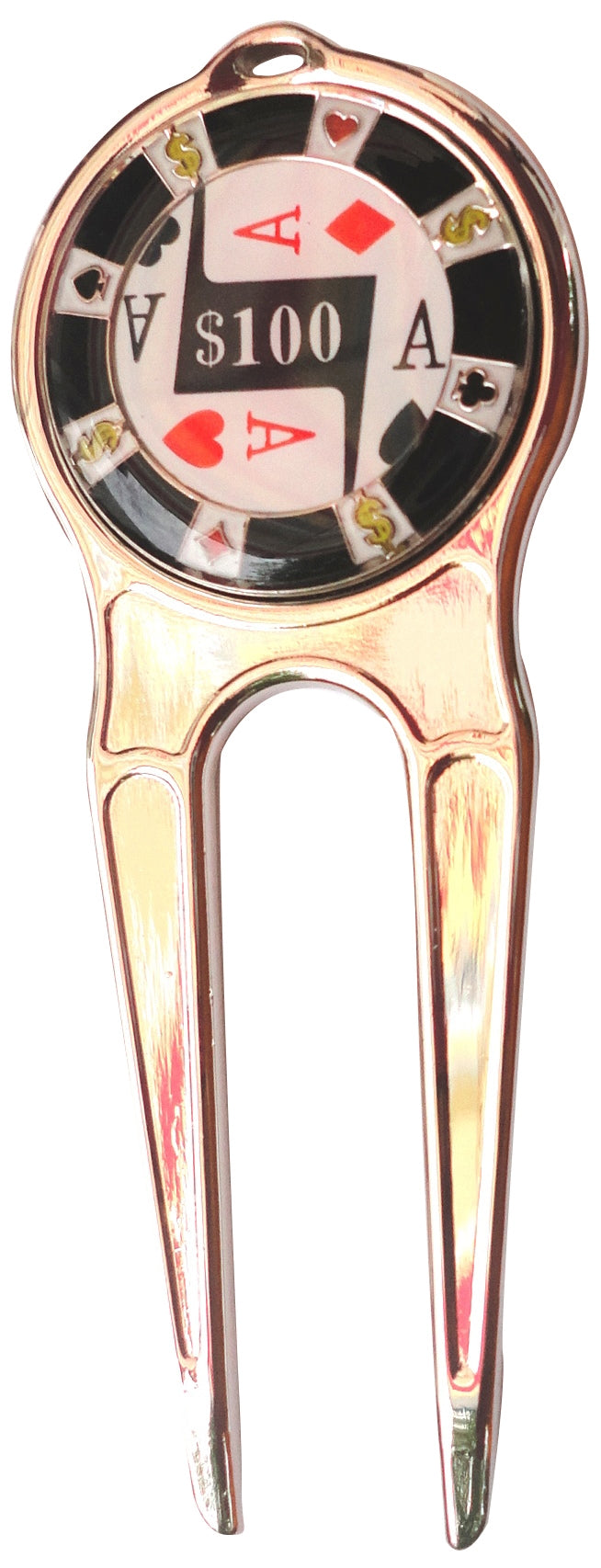 $100 Poker Chip Ball Marker divot tool pic