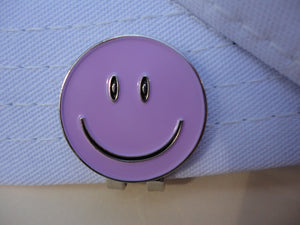 Smiley Face Purple Ball Marker hat brim pic