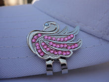 Swan with Pink Crystals Ball Marker hat brim pic