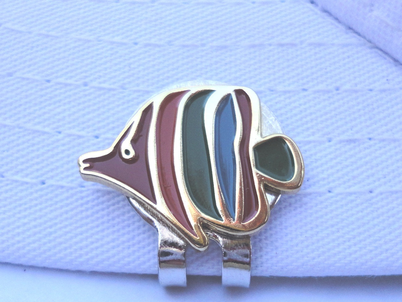 Gold Tropical Fish Ball Marker hat brim pic 2