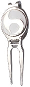 White with Unique Chrome Design Ball Marker divot fixer pic 2