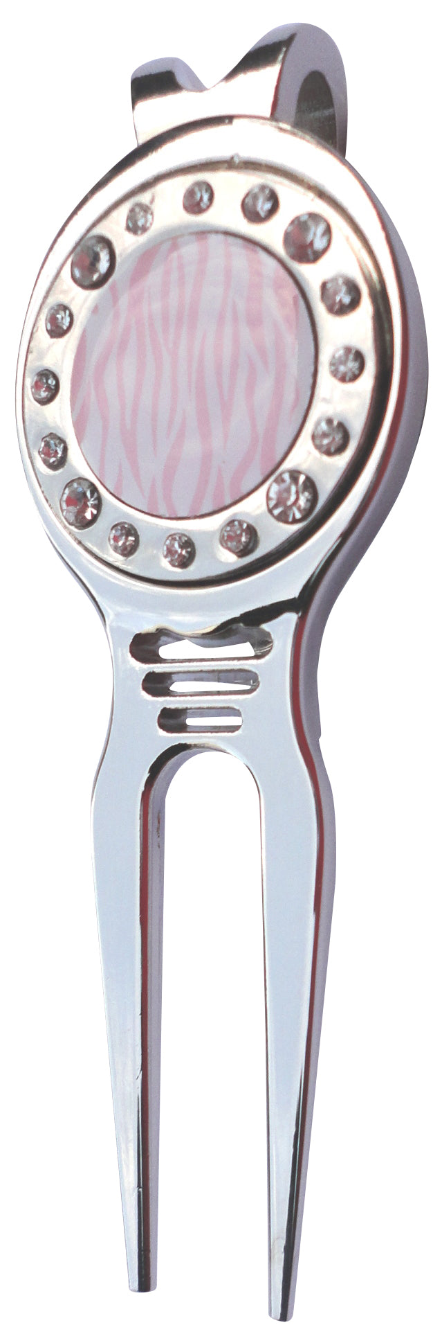 Pink Zebra Stripes W/ Crystals Ball Marker divot fixer pic 2