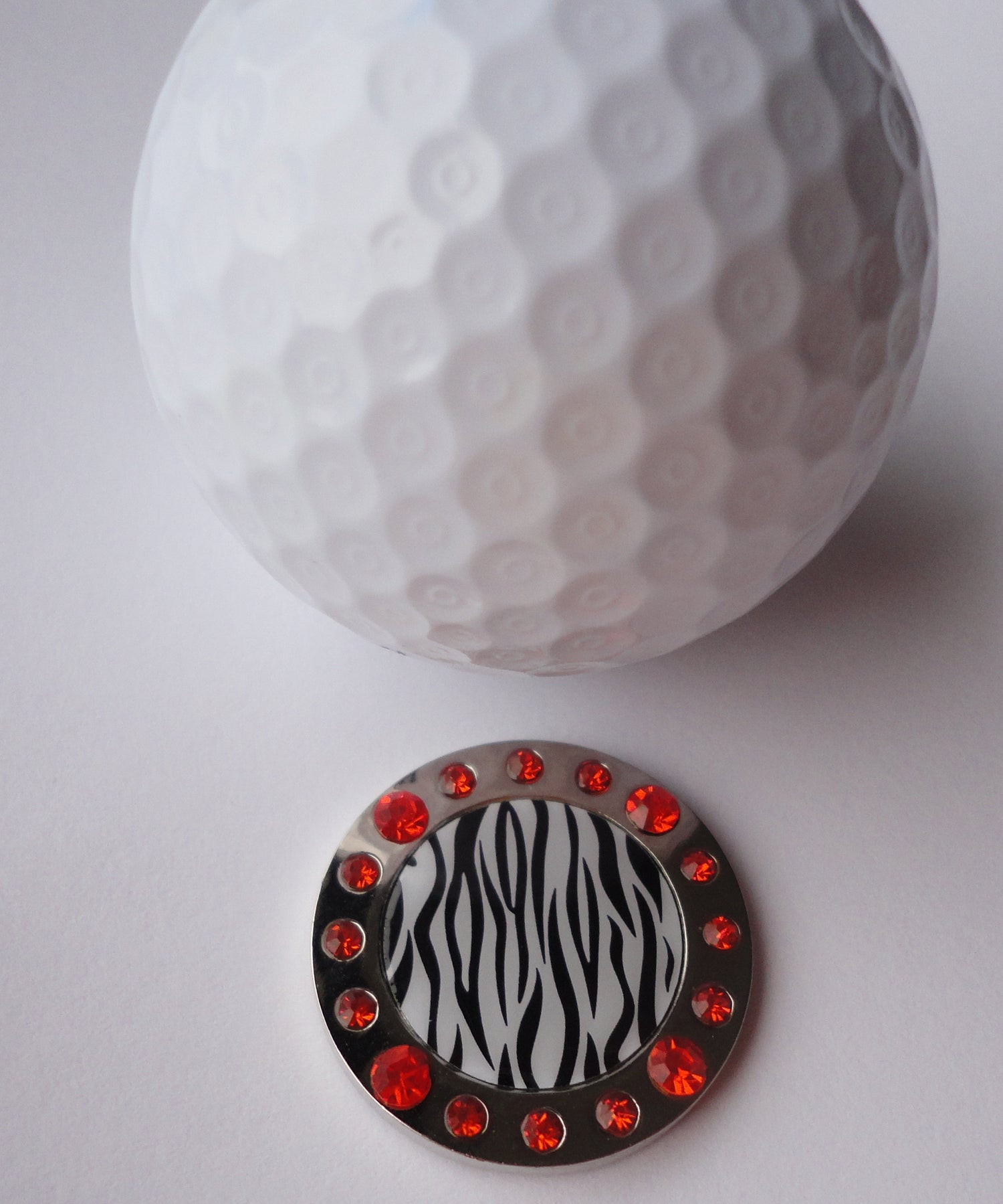 Zebra Stripes W/ Orange Crystals Ball Marker