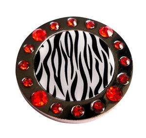 Zebra Stripes W/ Orange Crystals Ball Marker
