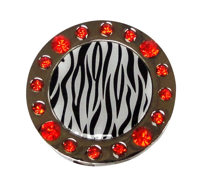 Zebra Stripes W/ Orange Crystals Ball Marker