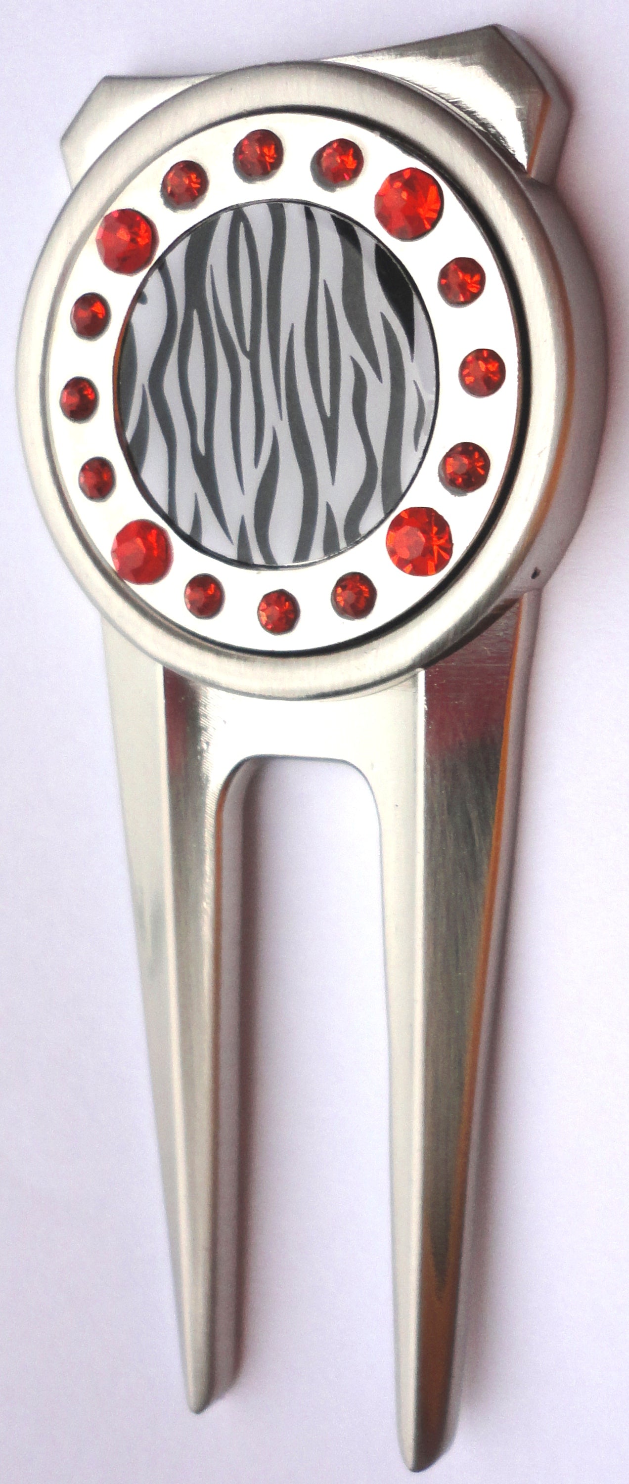 Zebra Stripes W/ Orange Crystals Ball Marker
