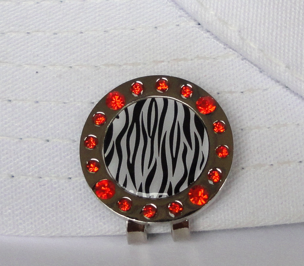 Zebra Stripes W/ Orange Crystals Ball Marker