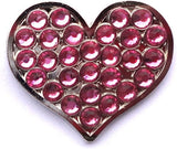 Sparkly Pink Rhinestone Heart Golf Ball Marker w/ Black Cord Chain Necklace