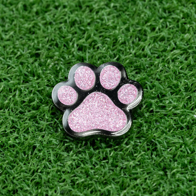 Pink Sparkle Paw Print Golf Ball Marker