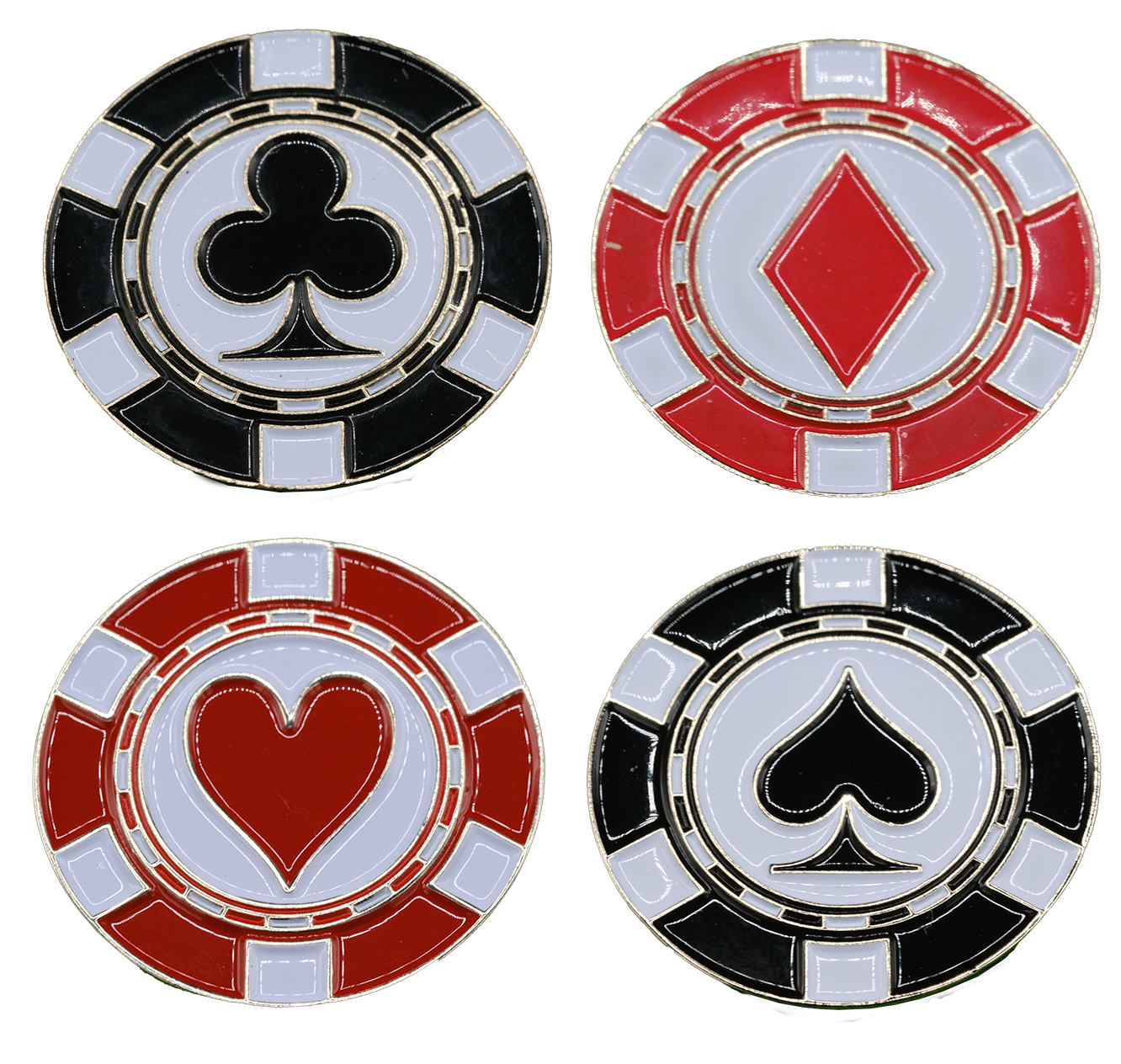 Poker Chip Golf Ball Marker - Pack of 4