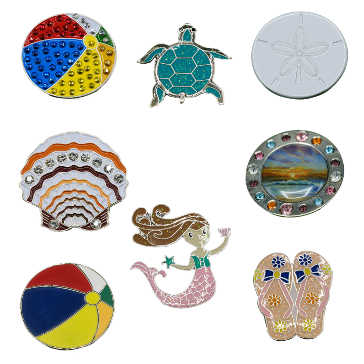 Beach Themed Golf Ball Marker - Pack of 8