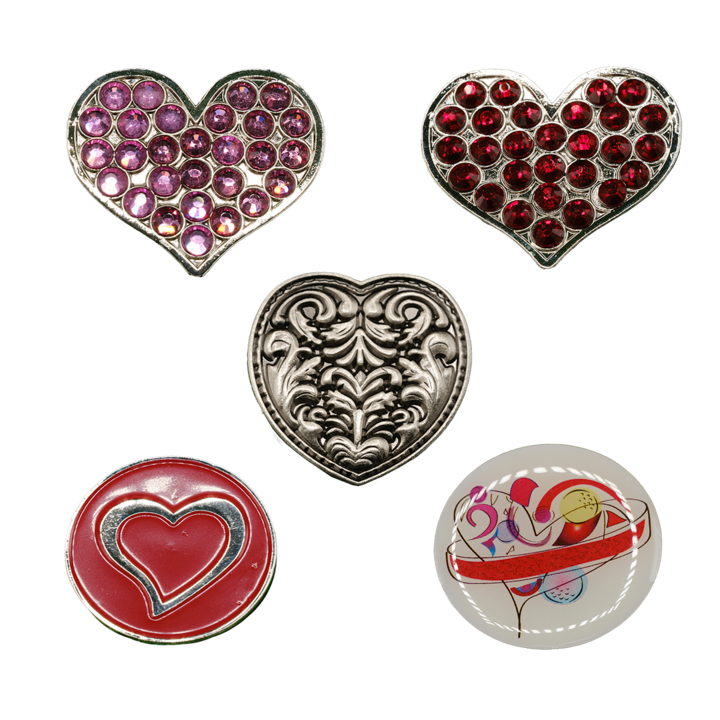 Hearts Golf Ball Marker - Pack of 5