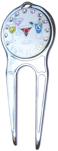 19th Hole w/ Crystals Ball Marker divot fixer pic 2