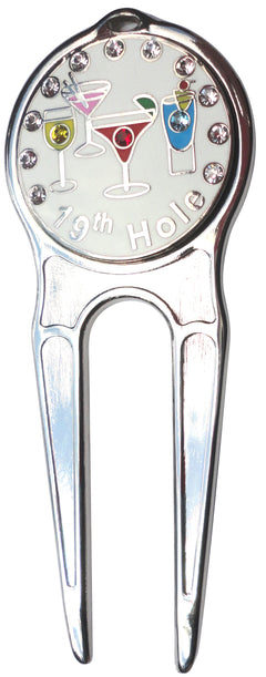 19th Hole w/ Crystals Ball Marker divot fixer pic 3