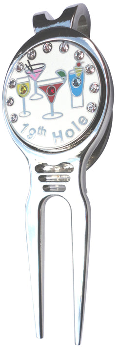 19th Hole w/ Crystals Ball Marker divot fixer pic 1