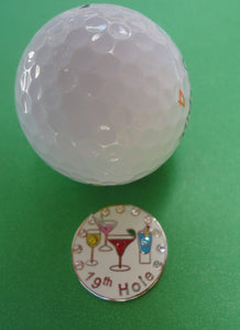 19th Hole w/ Crystals Ball Marker golf ball pic