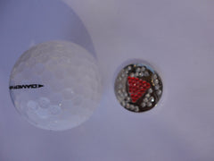 Crystal Red & White Ball Marker golf ball pic