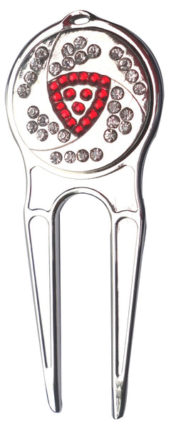 Crystal Red & White Ball Marker divot fixer pic