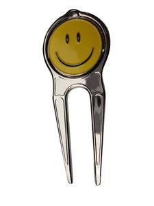 Smiley Face Yellow Ball Marker divot fixer pic 1