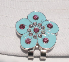 Flower Blue with Crystals Ball Marker hat brim pic 2