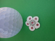 Flower White with Crystals Ball Marker golf ball pic