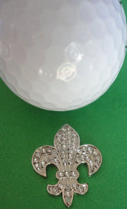 Fleur-de-lis with Clear Crystals Ball Marker golf ball pic