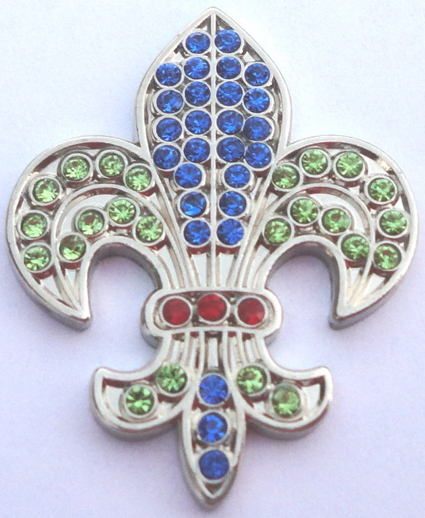 Fleur-de-lis with Colorful Crystals Ball Marker