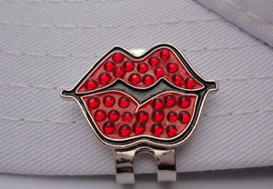 Hot Lips Red Ball Marker W/Crystals hat brim pic
