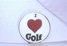 I Love Golf Ball Marker hat brim pic