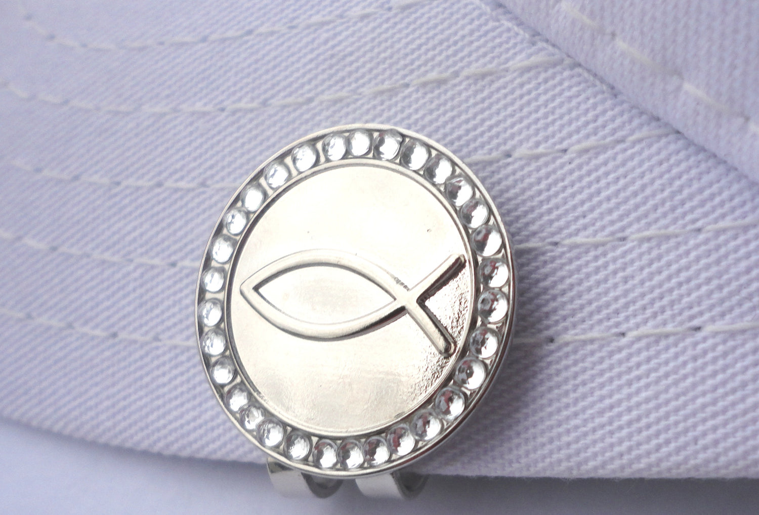 Infinity Fish with Crystals Ball Marker hat brim pic