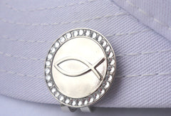 Infinity Fish with Crystals Ball Marker hat brim pic