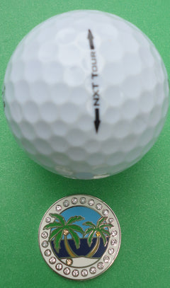 Island Paradise w/ Crystals Ball Marker golf ball pic