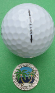 Island Paradise w/ Crystals Ball Marker golf ball pic