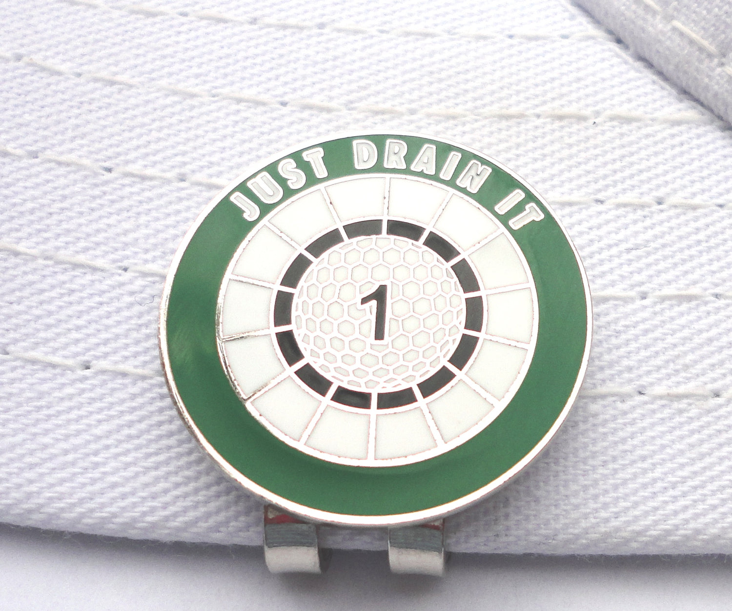 JUST DRAIN IT Ball Marker hat brim pic
