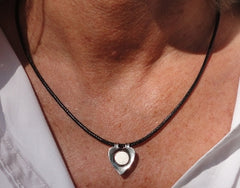 Black Cord Necklace with Heart Shaped Magnet neck pic