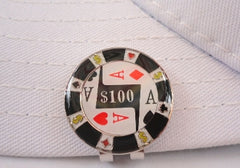$100 Poker Chip Ball Marker hat brim pic