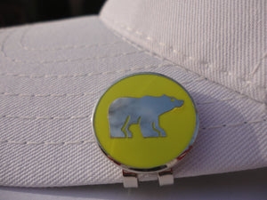 Polar Bear with Yellow Background Ball Marker hat brim pic 1